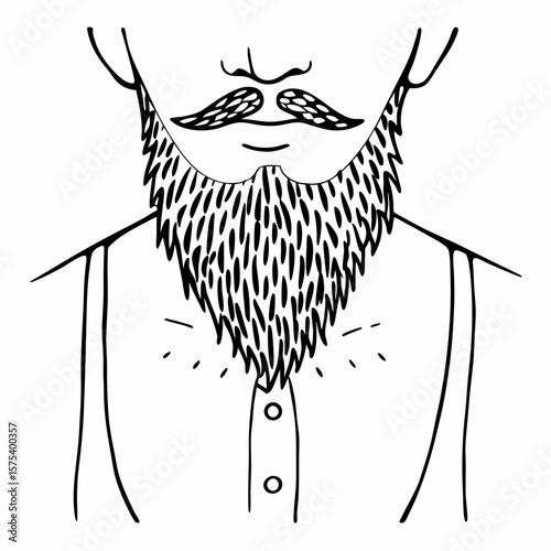 Man with long beard and styled mustache illustration