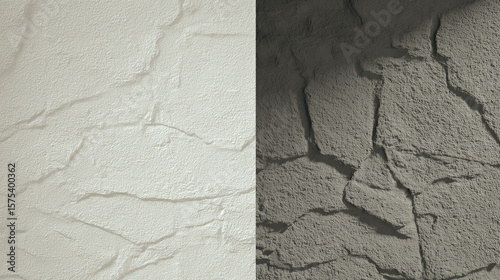 Contrasting wall textures illustrate an architectural transformation concept.