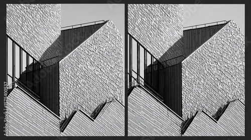 Contrasting wall textures illustrate an architectural transformation concept.