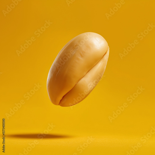 multiple salted, peeled peanuts floating in mid-air, captured in a dynamic and artistic style. The composition emphasizes motion, texture, and detail, creating a visually engaging
