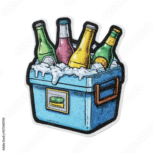 Colorful Bottles in a Cooler - Summer Drinks