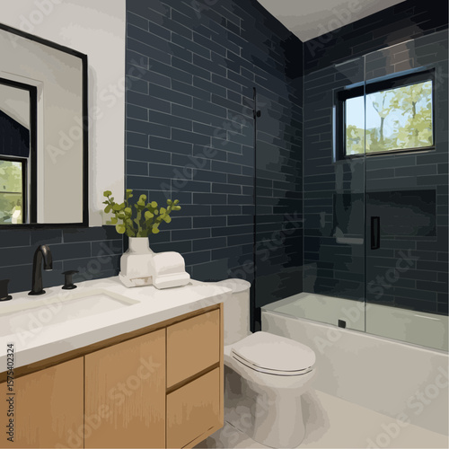 modern bathroom with white tiles
