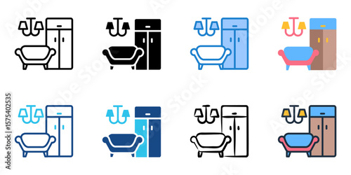 Home goods icon set multiple style collection 
