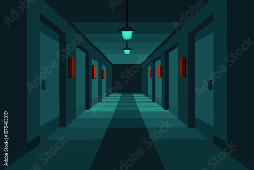 Abandoned Asylum Corridor with Flickering Lights