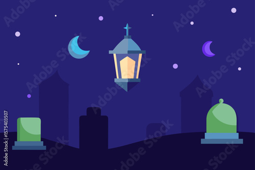 Floating Lanterns and Spell Books in Enchanted Room