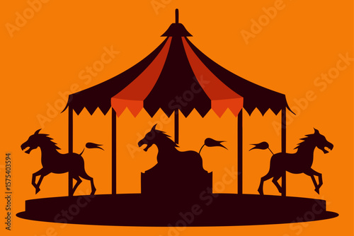 Rotting Carousel with Demonic Horses and Broken Lights