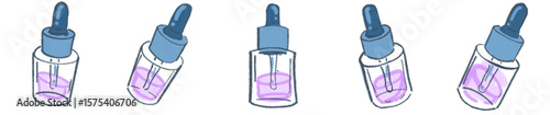 Pastel Cute Dropper Bottles for Skincare and Serum Illustrations