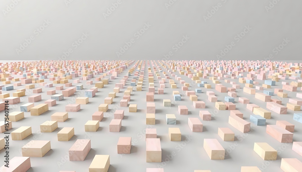 Fototapeta premium Infinite Pastel Geometric Block Grid on Minimalist Grey Background