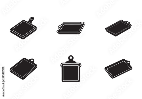 set of baking sheet icon silhouette vector illustration