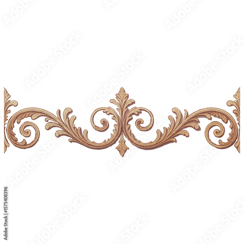 Elegant antique gold scrollwork border with ornate acanthus leaf design