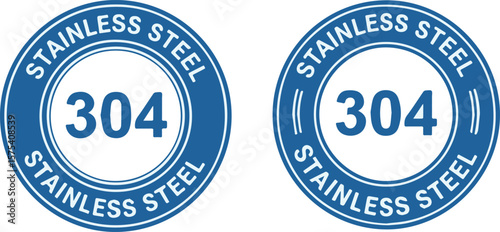 Two blue labels with "STAINLESS STEEL 304 STAINLESS STEEL" on white background