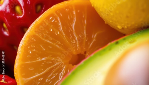 Close-up of vibrant citrus fruit slices