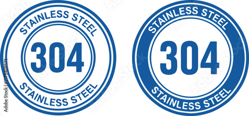 Stainless steel 304 grade quality stamp on white background