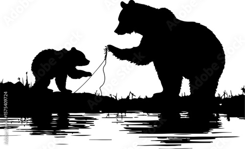 black bear and it's cub