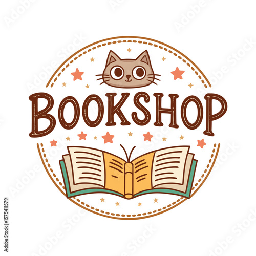 Vintage vector illustration of an old book with a retro food label design icon