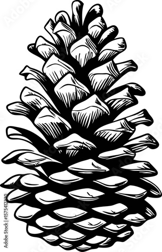 Hand drawn pine cone isolated on white background botanical vintage illustration in detailed engraved