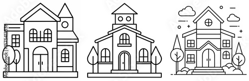 Architect House Coloring Book Page Outline Design