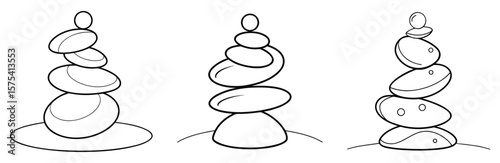 Balancing Stones Coloring Book Page Outline Design