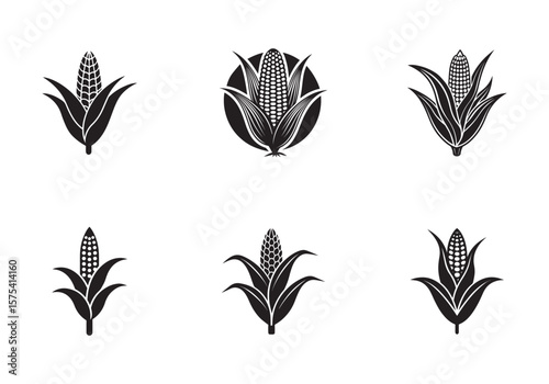 corn stalk icon silhouette vector illustration