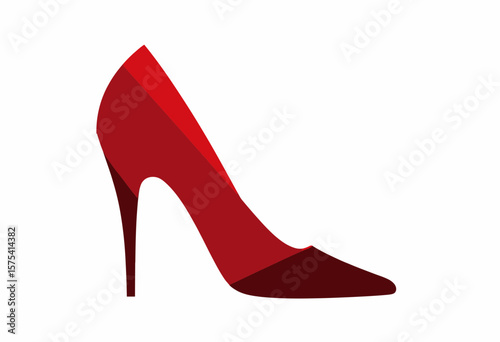 Red high heel shoe in minimalist flat design  