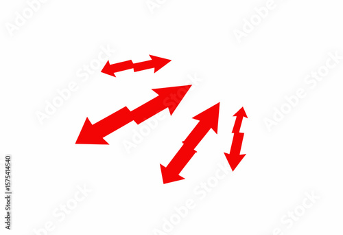 Red arrows pointing in various directions on a white background  