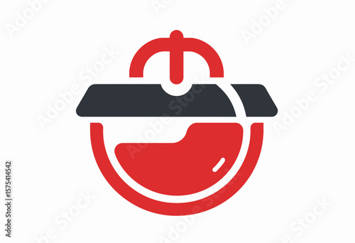 Abstract food delivery icon in red and black colors  