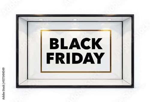 Black Friday sale sign displayed in modern retail showcase  