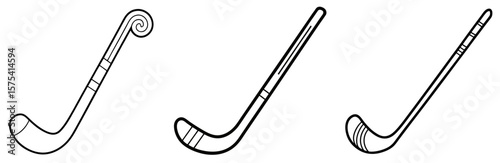 Hockey Stick Coloring Book Page Outline Design