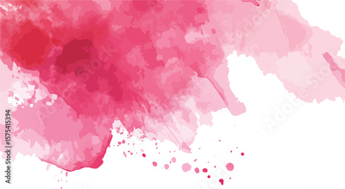 Abstract pink watercolor splash on white background artistic texture and design element