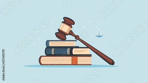 Law books and gavel illustration