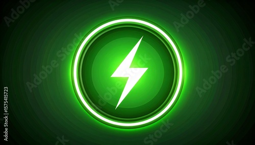 Green Lightning Bolt Charging Icon.