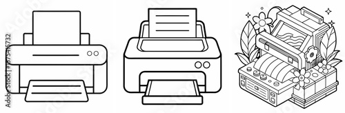 Printer Coloring Book Page Outline Design