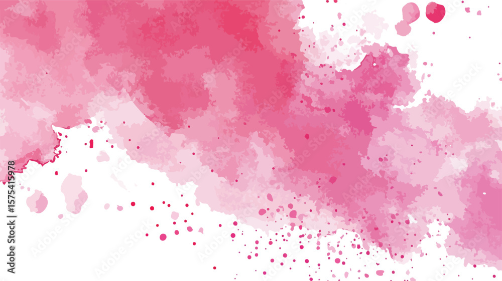 Obraz premium Abstract Pink Watercolor Stain with Splatters on White Background for Design