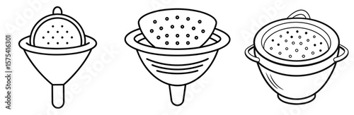 Strainer Coloring Book Page Outline Line Art