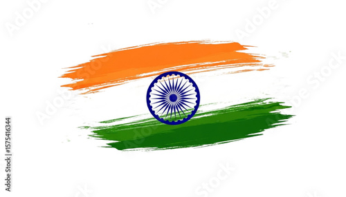 Abstract Indian flag design, saffron, white, green stripes, Ashoka Chakra.