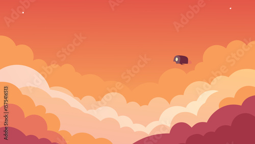 Sunbeams illuminate an abstract cloudscape in vibrant red and orange hues, capturing the essence of a summer sunrise or sunset