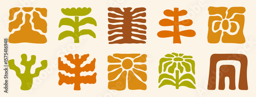 Set of organic hand drawn shapes. Doodle bundle for fashion design, social media, packaging. Vector illustration