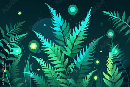 A vibrant vector illustration of a green pine tree branch, adorned with snow, perfect for winter holiday and Christmas celebrations in nature