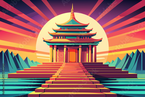 Ancient Asian architecture of the Temple of Heaven in Beijing, a historic landmark showcasing Chinese culture and religion under a vast sky, perfect for travel and tourism