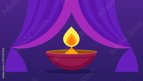 burning candle in a candlestick