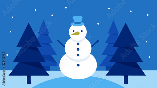 snowman with christmas tree