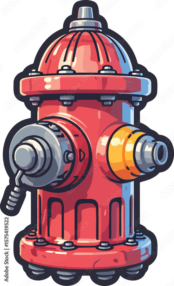 Fototapeta premium Fire hydrant colorful illustration isolated on transparent background