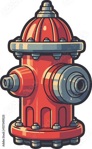 Fire hydrant colorful illustration isolated on transparent background