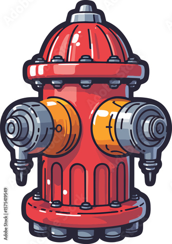 Fire hydrant colorful illustration isolated on transparent background