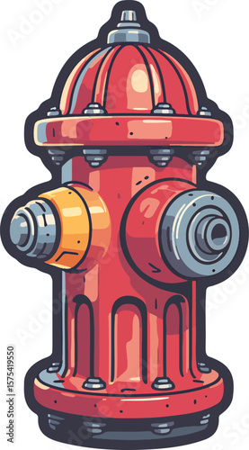Fire hydrant colorful illustration isolated on transparent background