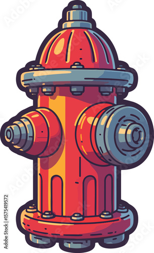 Fire hydrant colorful illustration isolated on transparent background