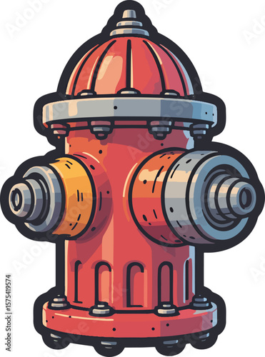 Fire hydrant colorful illustration isolated on transparent background