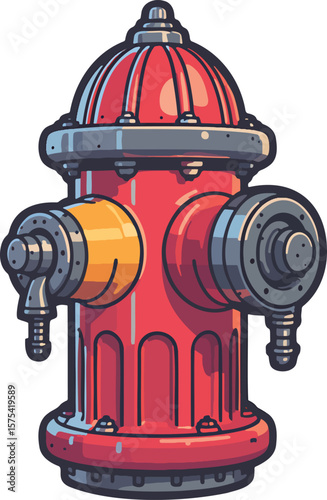 Fire hydrant colorful illustration isolated on transparent background