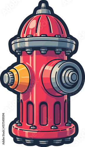 Fire hydrant colorful illustration isolated on transparent background