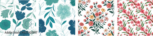 Vibrant Floral Paradise A Colorful Vector Set of Exquisite Botanical Patterns for Design Projects